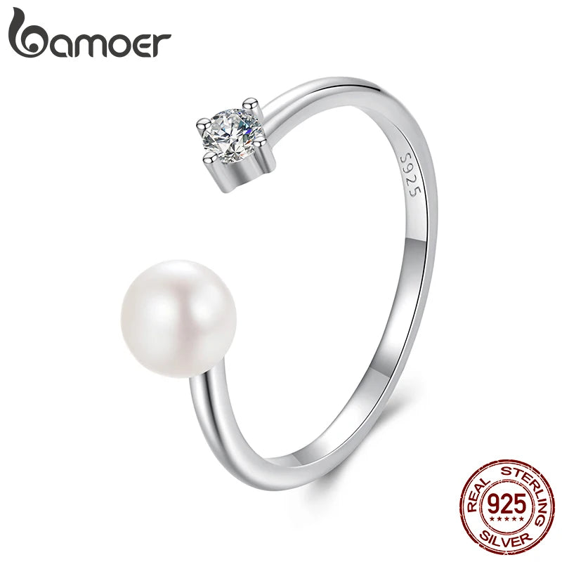 Anillo ajustable de moissanita de perla Natural.