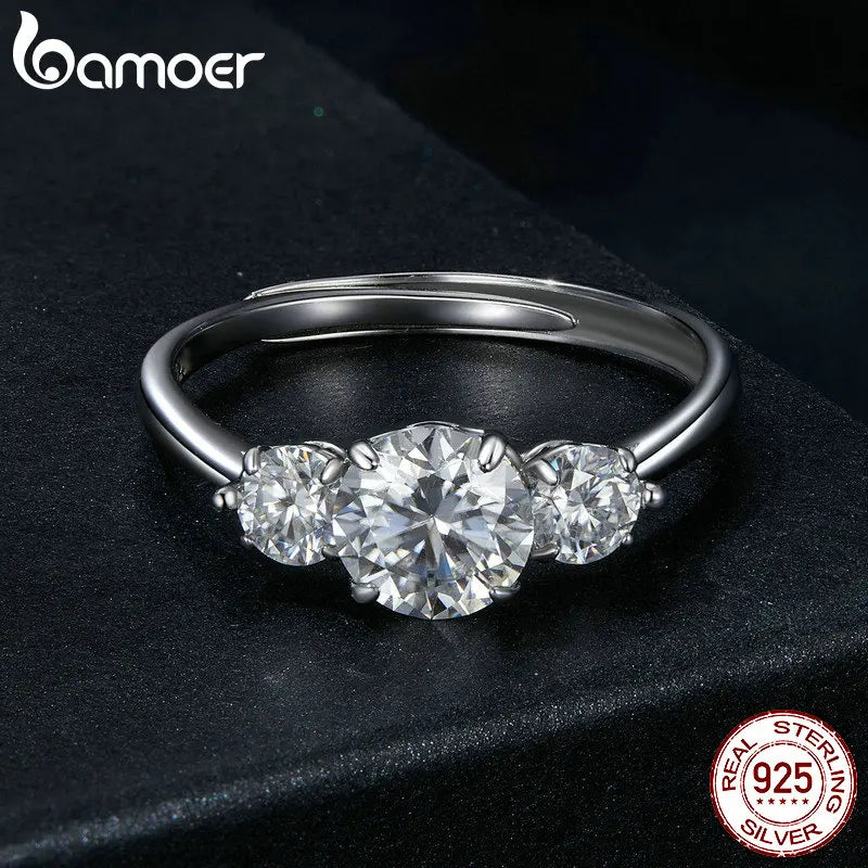 Anillo de moissanita redondo de 1,6 quilates para mujer, chapado en oro blanco, de plata de ley 925 con diamante de laboratorio
