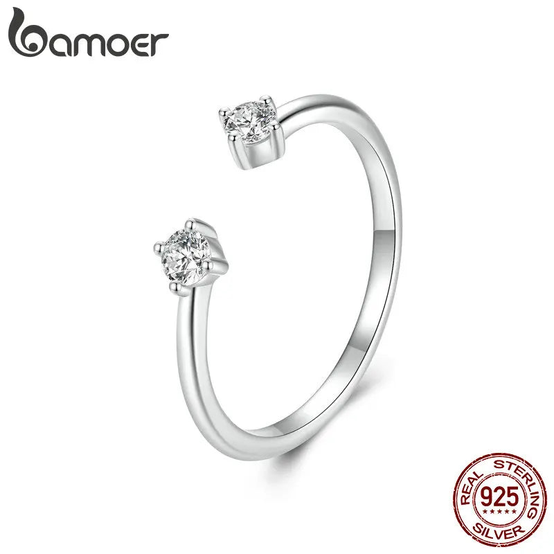 Anillo ajustable Moissanite chapado en oro blanco, anillo abierto de Plata de Ley 925 para mujer.