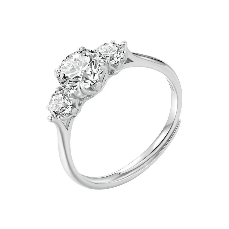 Anillo de moissanita redondo de 1,6 quilates para mujer, chapado en oro blanco, de plata de ley 925 con diamante de laboratorio