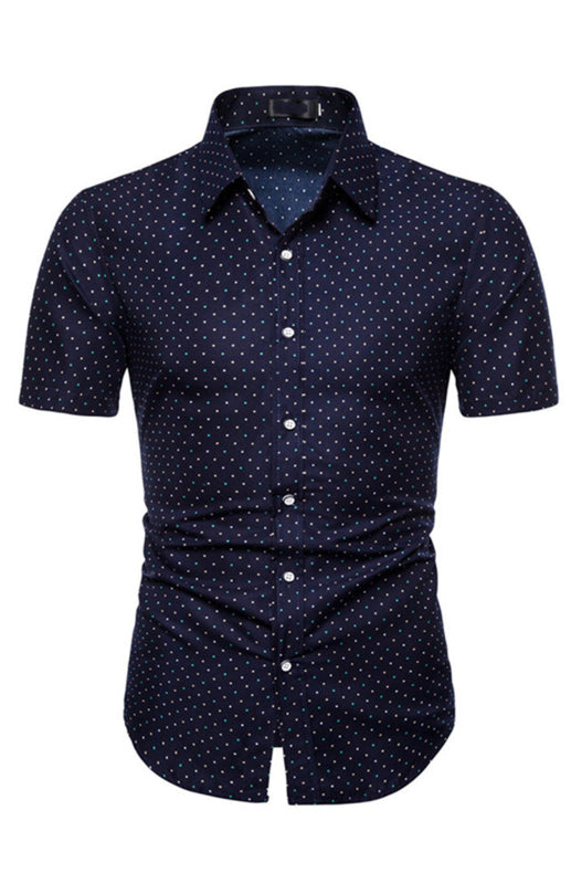 Camisa moderna con solapa y estampado completo para hombre