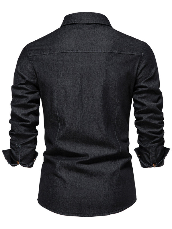 Camisa mezclilla manga larga para hombre.