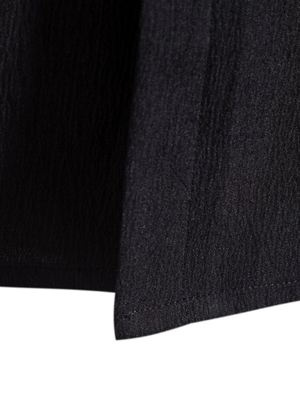 Camisa holgada de lino y algodón con botones de Color liso y manga corta