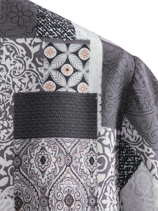 Camisa de hombre de manga corta con estampado paisley vintage