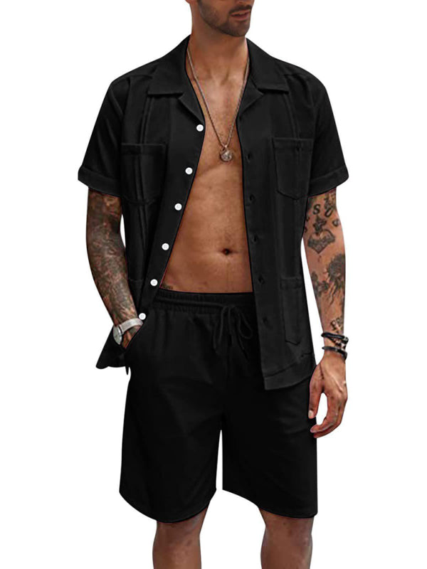 Conjunto de camisa informal suelta de lino + pantalones cortos