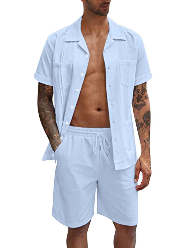 Conjunto de camisa informal suelta de lino + pantalones cortos
