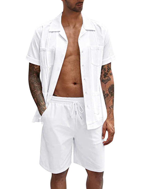 Conjunto de camisa informal suelta de lino + pantalones cortos