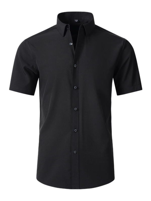 Camisa de hombre de manga corta resistente a las arrugas sin necesidad de planchar