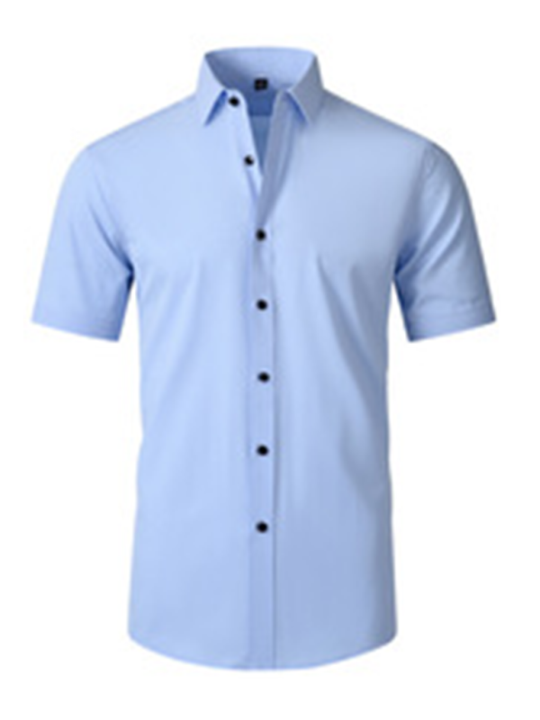 Camisa de hombre de manga corta resistente a las arrugas sin necesidad de planchar