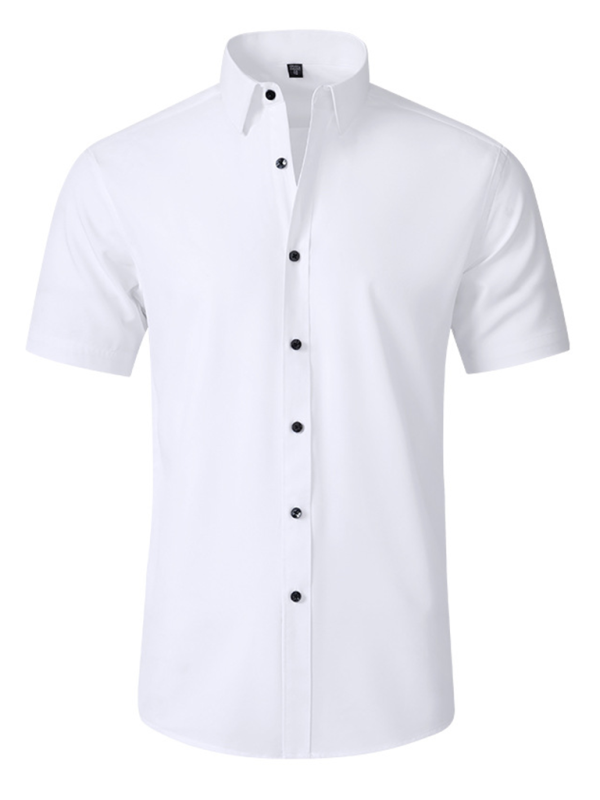 Camisa de hombre de manga corta resistente a las arrugas sin necesidad de planchar