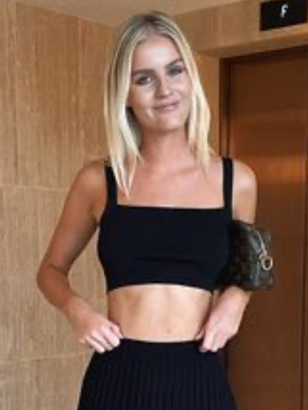 Conjunto de falda plisada con top corto sin mangas elegante