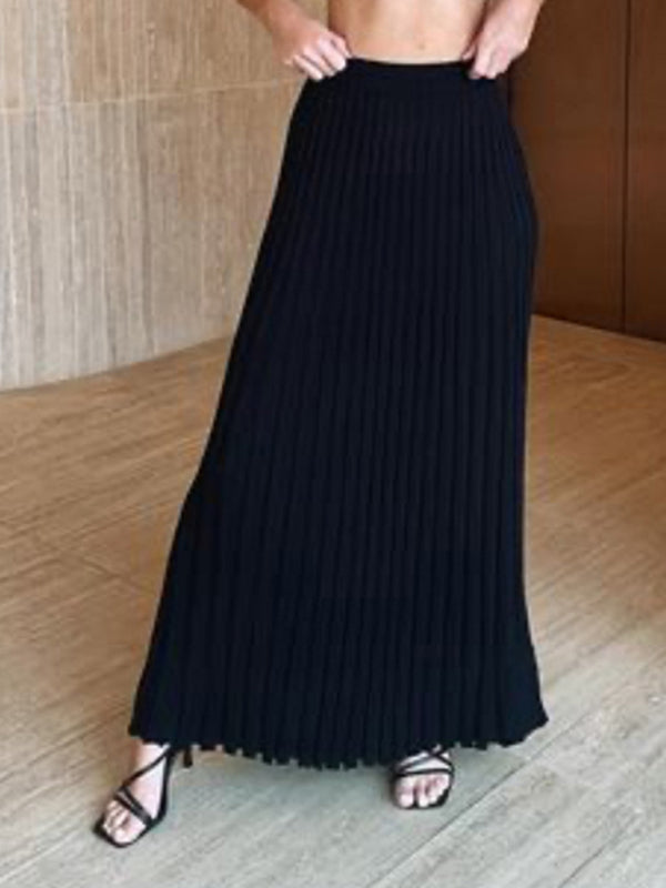 Conjunto de falda plisada con top corto sin mangas elegante