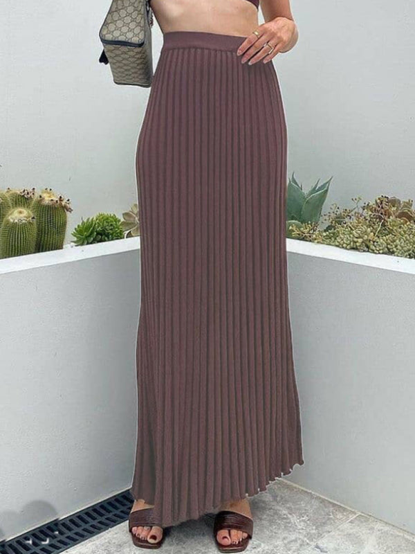 Conjunto de falda plisada con top corto sin mangas elegante