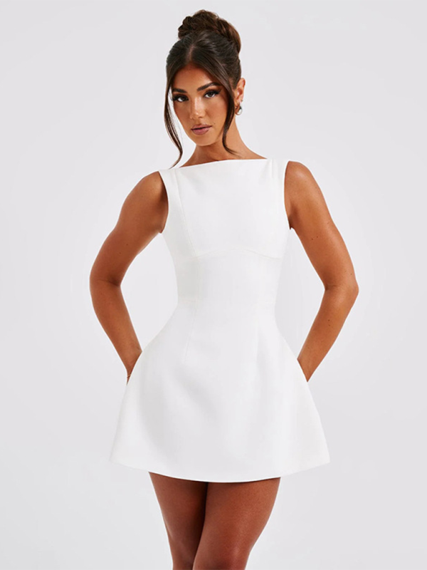 Vestido básico sexy y delgado con espalda descubierta y camiseta sin mangas