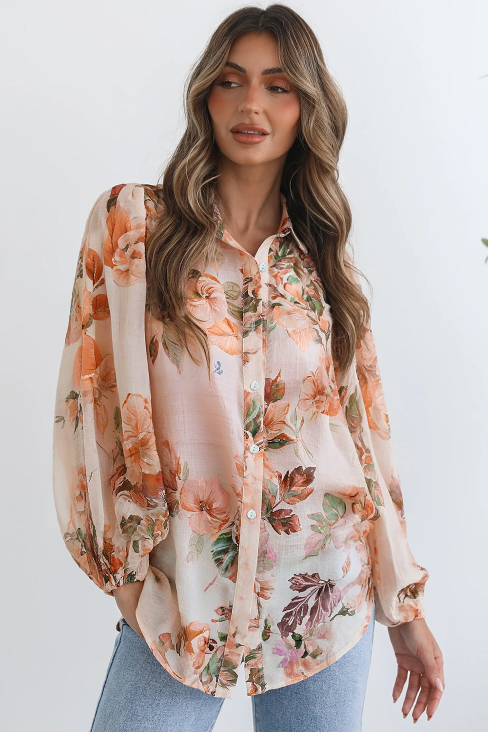 Blusa floral elegante para primavera y otoño
