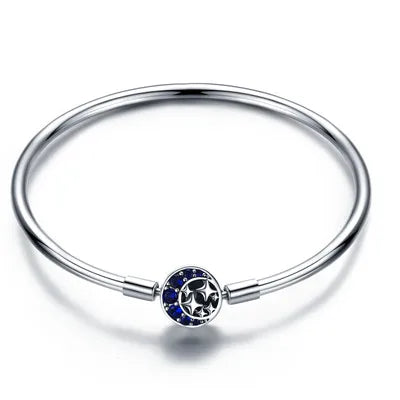 Pulsera y brazalete de cadena de serpiente de plata esterlina 925 con engaste pavé de circonita cúbica para mujer, colgante con abalorio.
