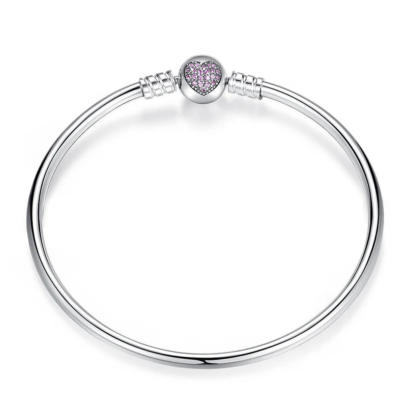Pulsera y brazalete de cadena de serpiente de plata esterlina 925 con engaste pavé de circonita cúbica para mujer, colgante con abalorio.