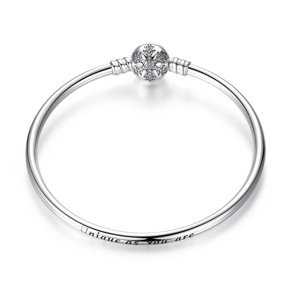 Pulsera y brazalete de cadena de serpiente de plata esterlina 925 con engaste pavé de circonita cúbica para mujer, colgante con abalorio.
