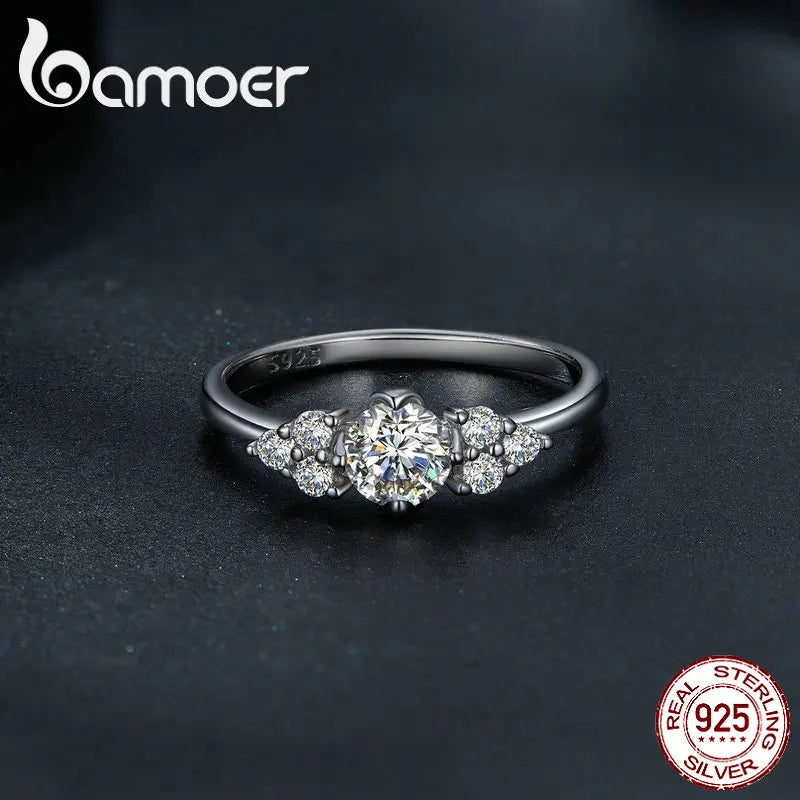 Anillo de moissanita redondo para mujer, 0,5 CT, Color D, VVS1 EX, ajuste de pavé, de plata esterlina 925.