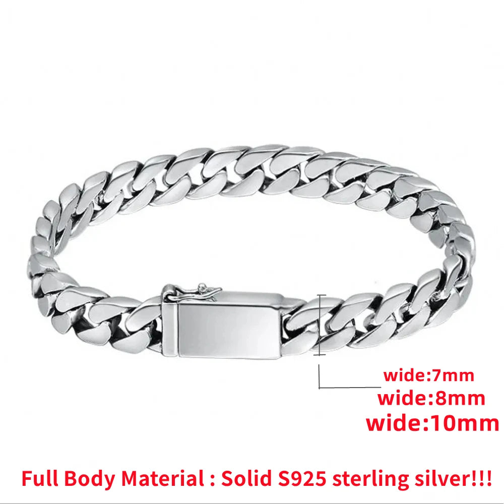 Pulsera de plata de ley 100% S925, de 8MM, incluye certificado de transporte que nunca se decolora.