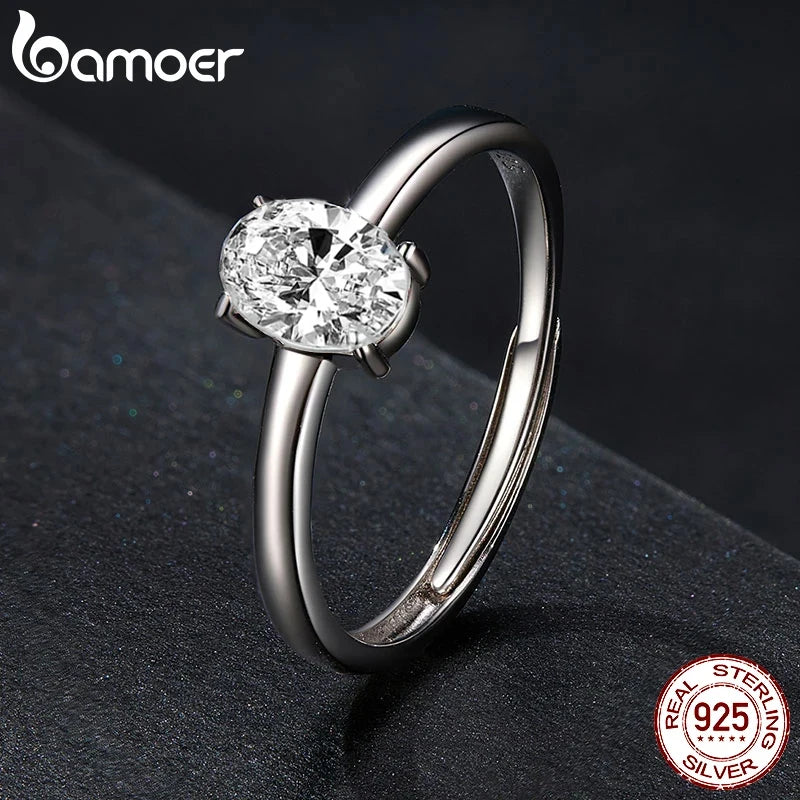 Anillo de moissanita chapado en platino de 1,0 quilates para mujer, anillo ovalado,  de plata de ley 925