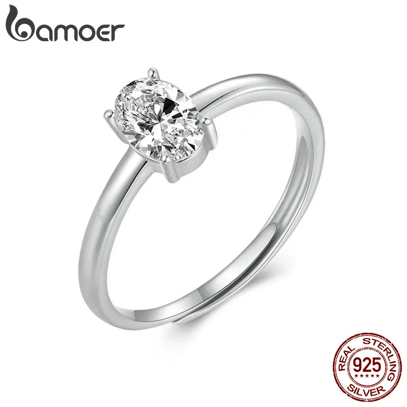 Anillo de moissanita chapado en platino de 1,0 quilates para mujer, anillo ovalado,  de plata de ley 925