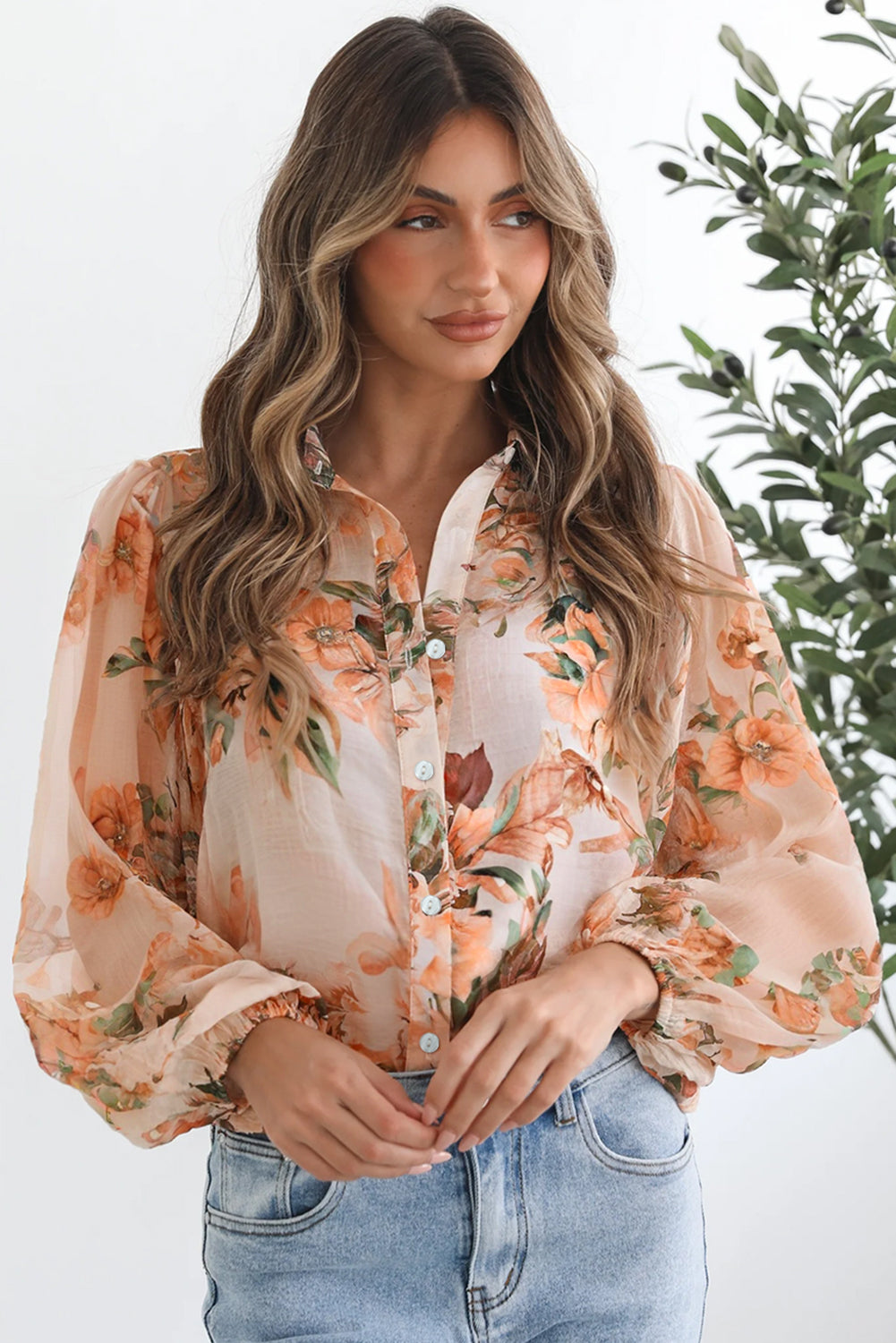 Blusa floral elegante para primavera y otoño