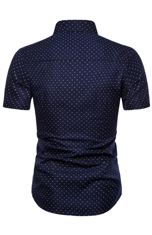 Camisa moderna con solapa y estampado completo para hombre