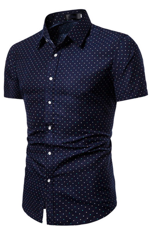 Camisa moderna con solapa y estampado completo para hombre