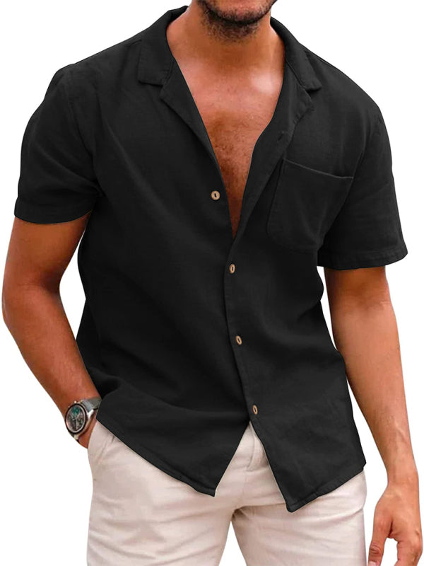 Camisa holgada de lino tejido para hombre