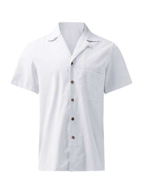 Camisa holgada de lino tejido para hombre