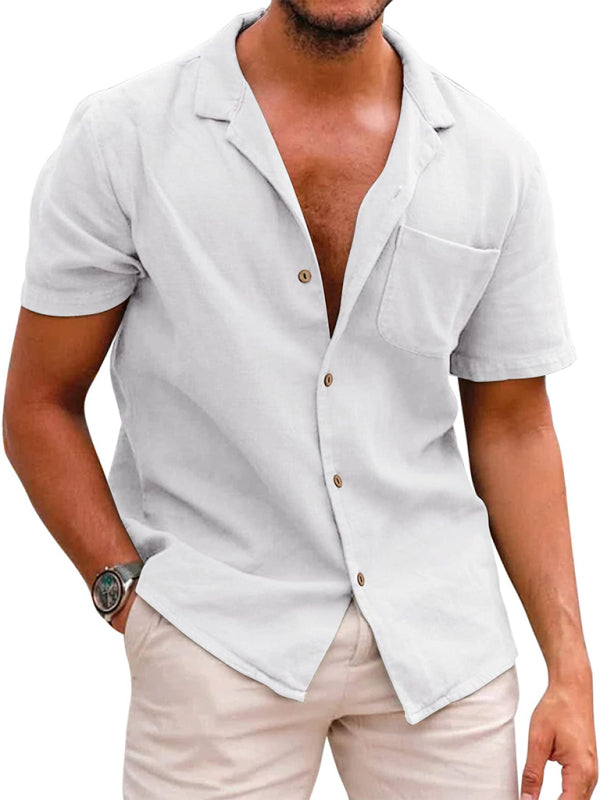 Camisa holgada de lino tejido para hombre