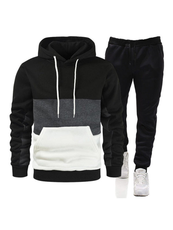 Hoodie de color empalmado para hombre, corte holgado +  pantalones