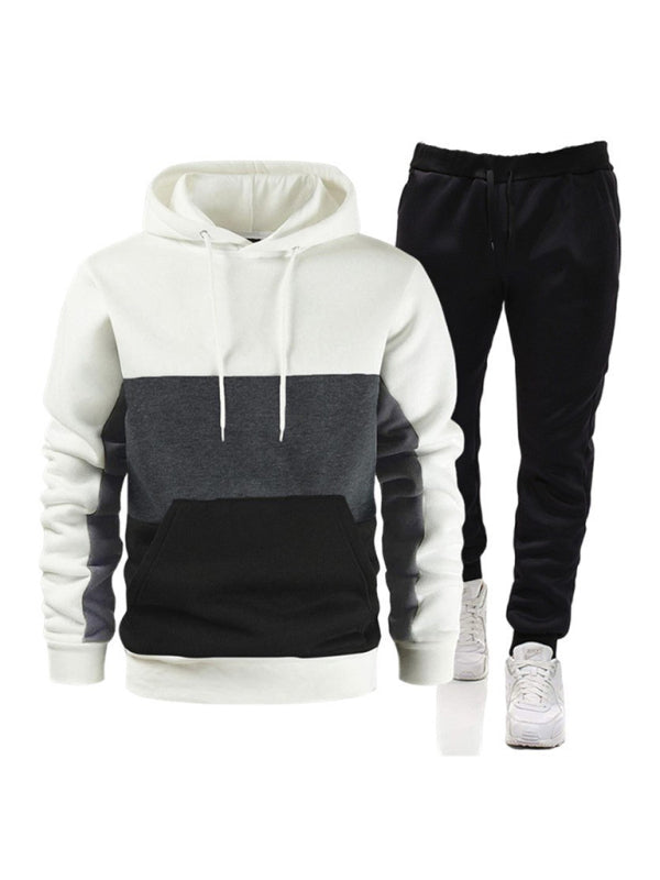 Hoodie de color empalmado para hombre, corte holgado +  pantalones