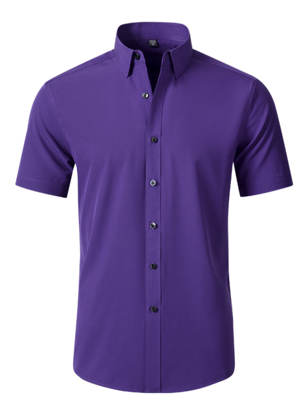 Camisa de hombre de manga corta resistente a las arrugas sin necesidad de planchar