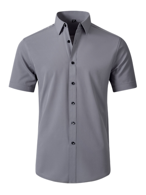 Camisa de hombre de manga corta resistente a las arrugas sin necesidad de planchar