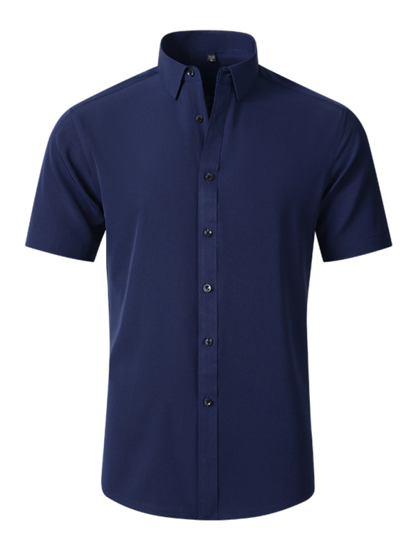 Camisa de hombre de manga corta resistente a las arrugas sin necesidad de planchar