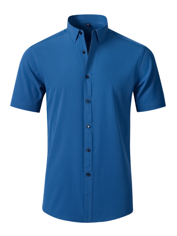 Camisa de hombre de manga corta resistente a las arrugas sin necesidad de planchar