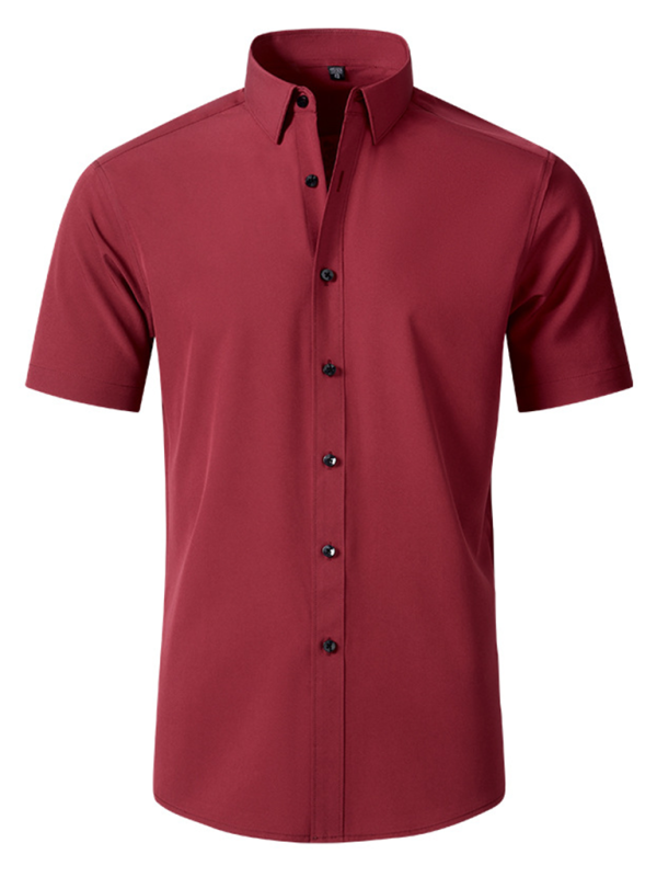 Camisa de hombre de manga corta resistente a las arrugas sin necesidad de planchar