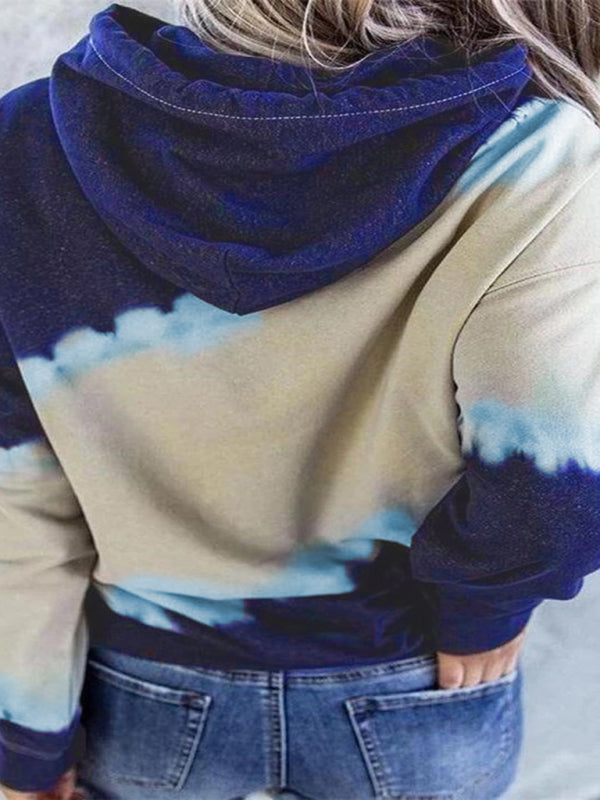 Polerón de mujer con capucha, manga larga y estampado degradado tipo tie-dye