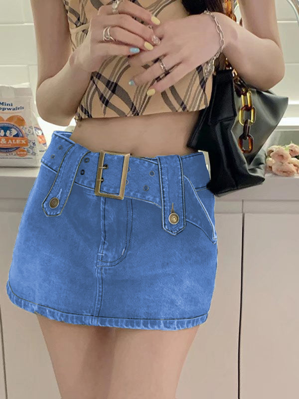 Falda ajustada de cintura alta de denim lavado.