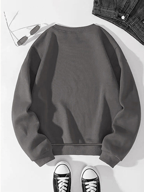 Poleron de manga larga con cuello redondo y estampado de anillos y letras “Love”