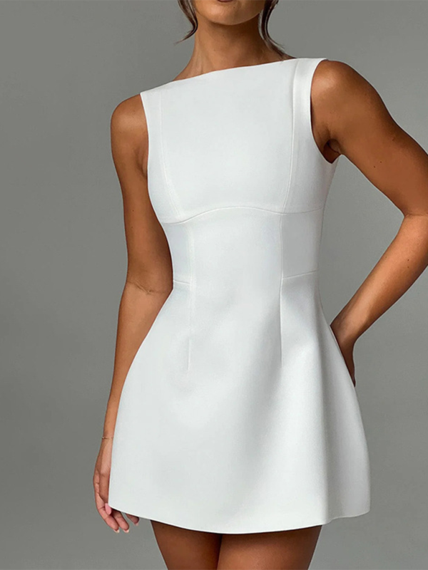 Vestido básico sexy y delgado con espalda descubierta y camiseta sin mangas