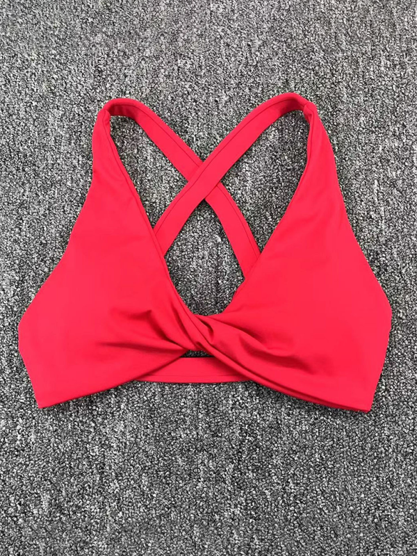 Top deportivo ajustado y de secado rápido para yoga y running al aire libre, con espalda cruzada, ideal como ropa interior deportiva para fitness.